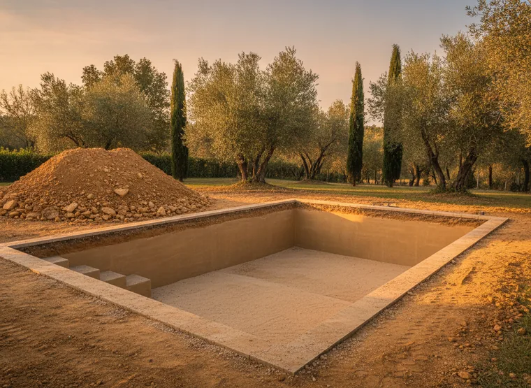 Terrassement pour piscine enterrée à Les Mages